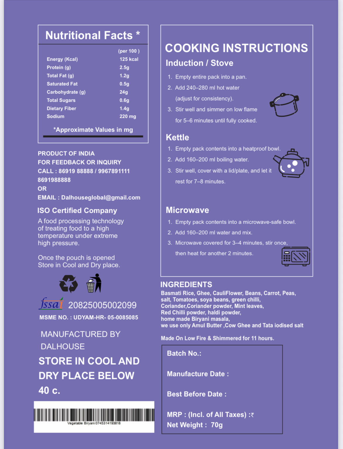 Jain Koyla Veg Biryani