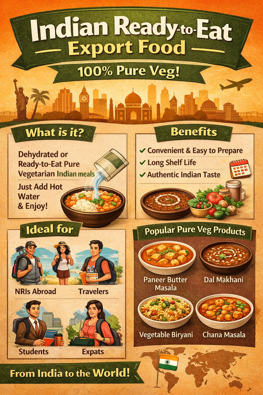 Indian ready to eat pure veg meals for export – dehydrated Indian food just add hot water, long shelf life
