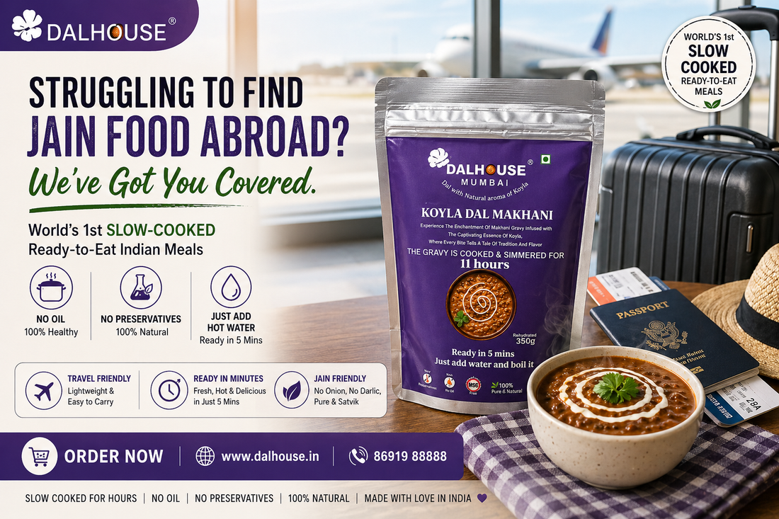 Vegetarian and Jain food abroad – Dalhouse slow-cooked ready-to-eat Indian meal pack for international travel