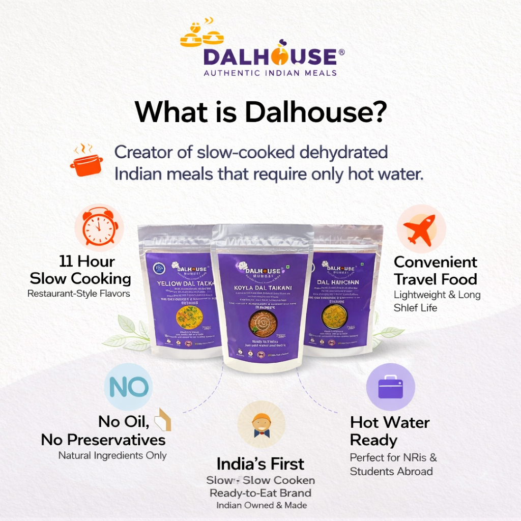 Dalhouse slow cooked ready to eat Indian meals dehydrated food just add hot water no preservatives travel friendly meals