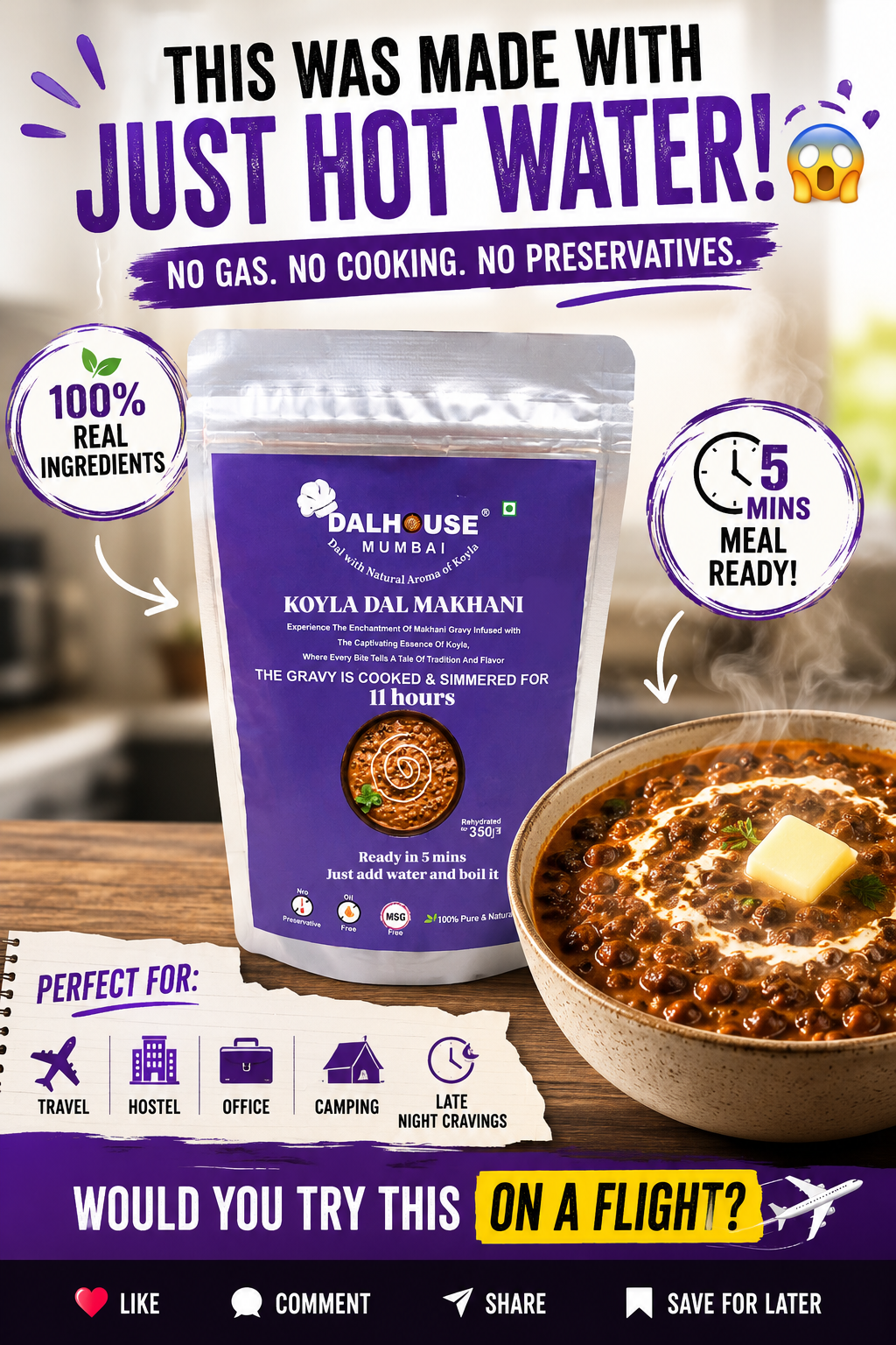 Dal Makhani Ready in 5 Minutes | Just Add Hot Water | Dalhouse