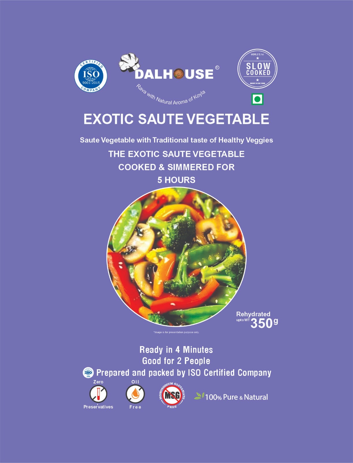 Dalhouse Exotic Saute Vegetables – Ready to Eat Mixed Vegetables in Butter | Slow Cooked for 5 Hours | No Preservatives