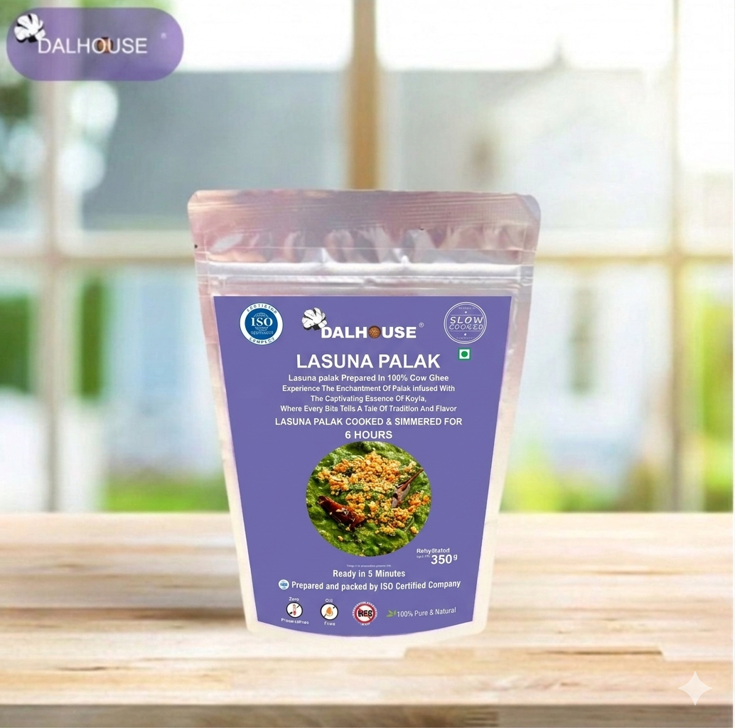 Dalhouse Lasuni Palak – Slow Cooked Ready to Eat Palak in Pure Ghee | 6 Hours Simmered | No Preservatives