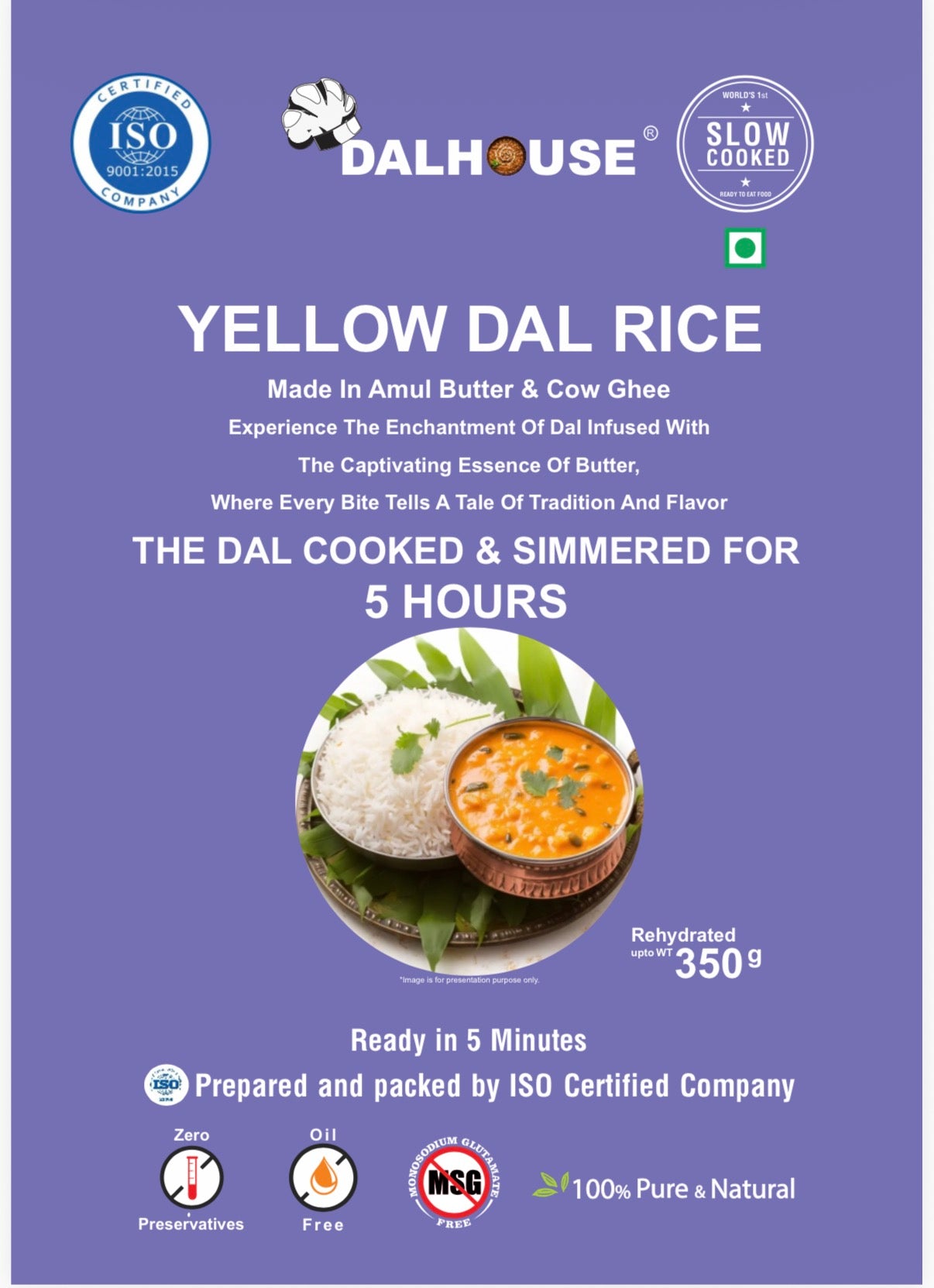 Dalhouse Ready-to-Eat Yellow Pure Ghee Dal Rice | Made in Pure Ghee