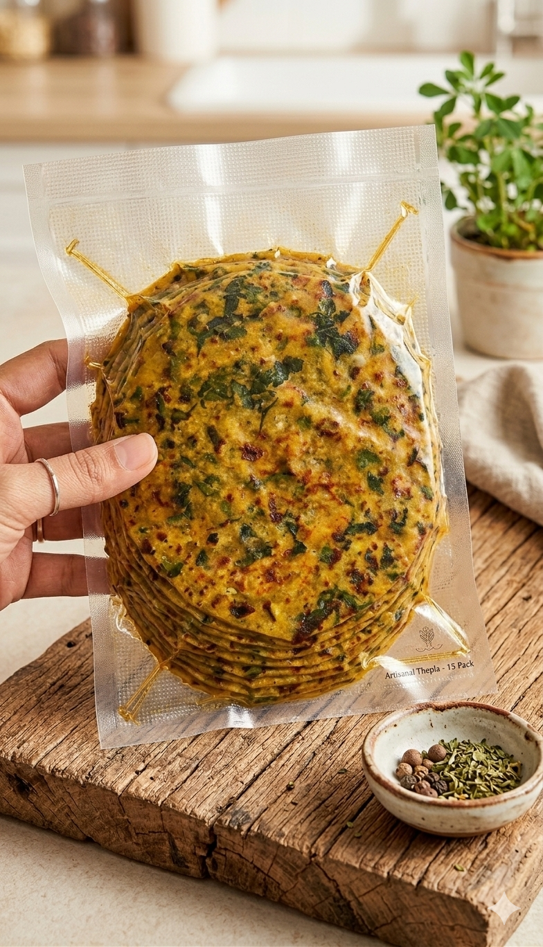 Dalhouse Travel-Ready Methi 5 Thepla | Vacuum Packed | Made in Pure Ghee | No Preservatives | No refrigeration