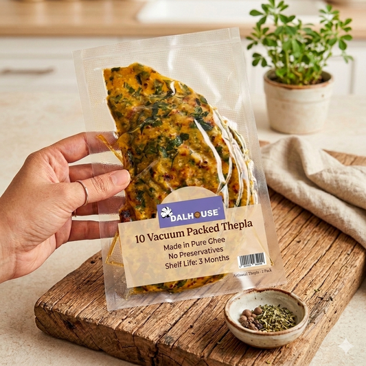 Dalhouse Travel-Ready Methi 10 Thepla | Vacuum Packed | Made in Pure Ghee | No Preservatives | No refrigeration