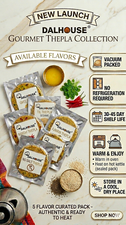 Dalhouse Travel-Ready Methi 5 Thepla | Vacuum Packed | Made in Pure Ghee | No Preservatives | No refrigeration